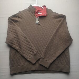 Fusion Men's Brown  1/4 Button Up Mock-Neck Cotton'S Pullover Insulated XXL NWT